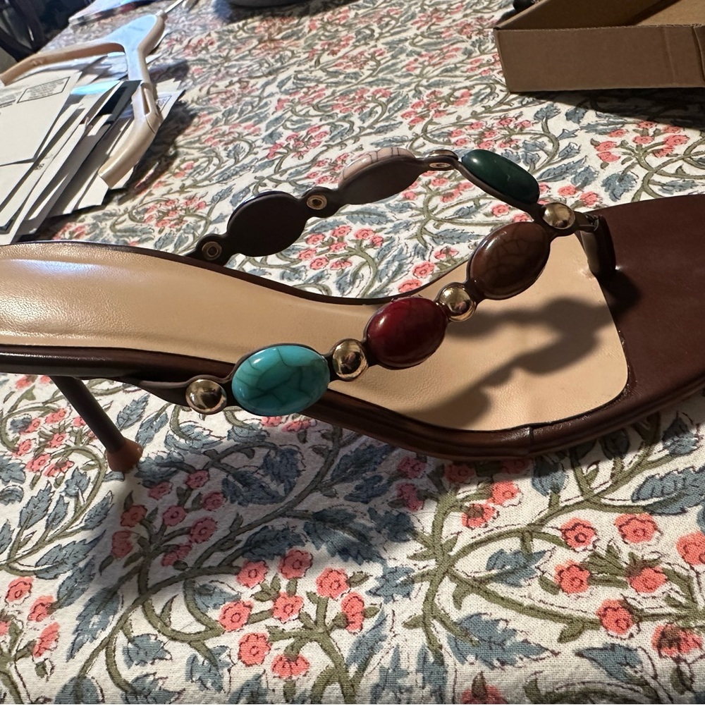 Elegant Brown Beaded Women's Sandals